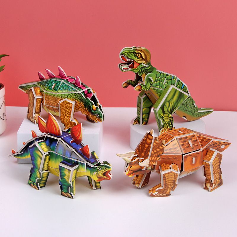 (1 SET 4 Dinosours) 3D Dinosaur DIY Puzzle For Children/Kids | Shopee ...