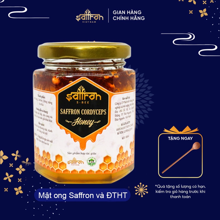 Saffron Cordyceps Honey 180ml / bottle of Vietnamese Saffron brand