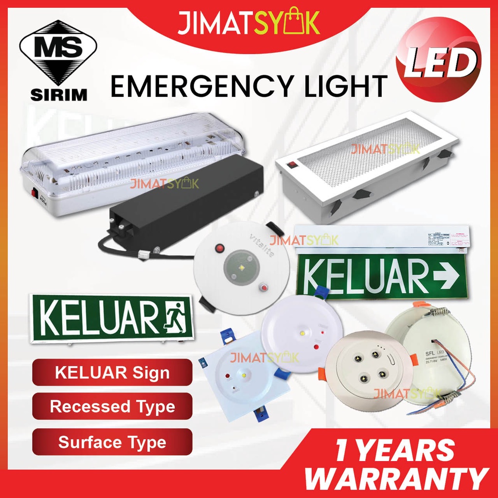 [SIRIM/BOMBA APPROVED] LED Emergency Light BE1ST 101B Keluar Sign Recessed Type Surface Type