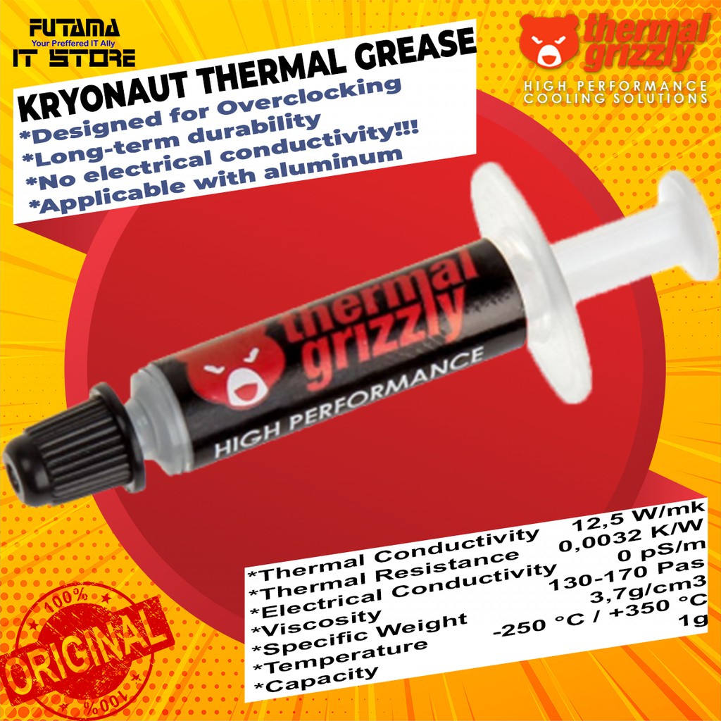 Thermal Grizzly TG-K-001-RS Kryonaut 1g Thermal Paste for sale online