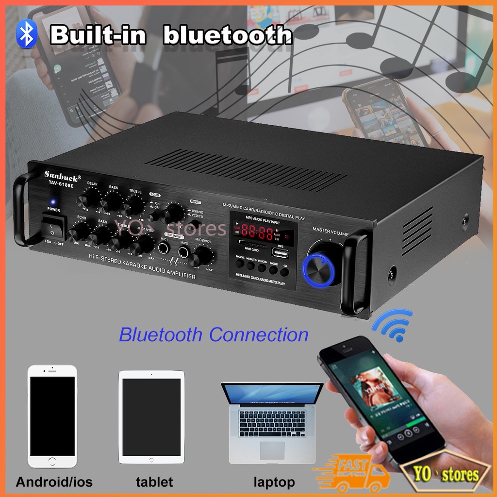 SUNBUCK TAV-6188E 2500W bluetooth 5.0 Audio Amplifier Stereo Home ...