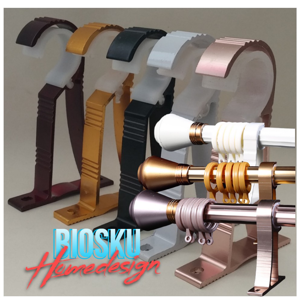 28mm Aksesori Besi Langsir Rod Iron Tapak & Gelang Bracket & Ring