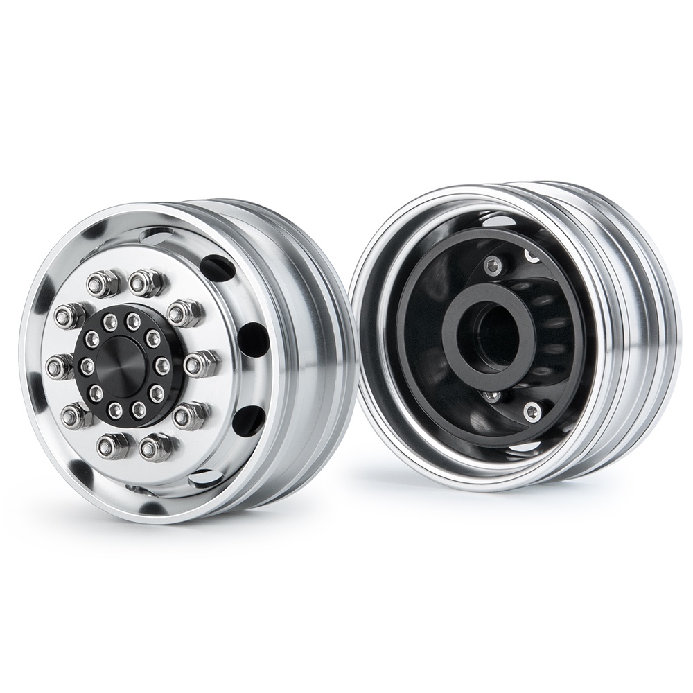 Kit Ruota In Lega + Pneumatico Beadlock Per Trattore/Camion RC 1/14 TAMIYA - AXSPEED Nero