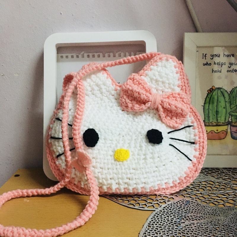 Crochet hello kitty purse online