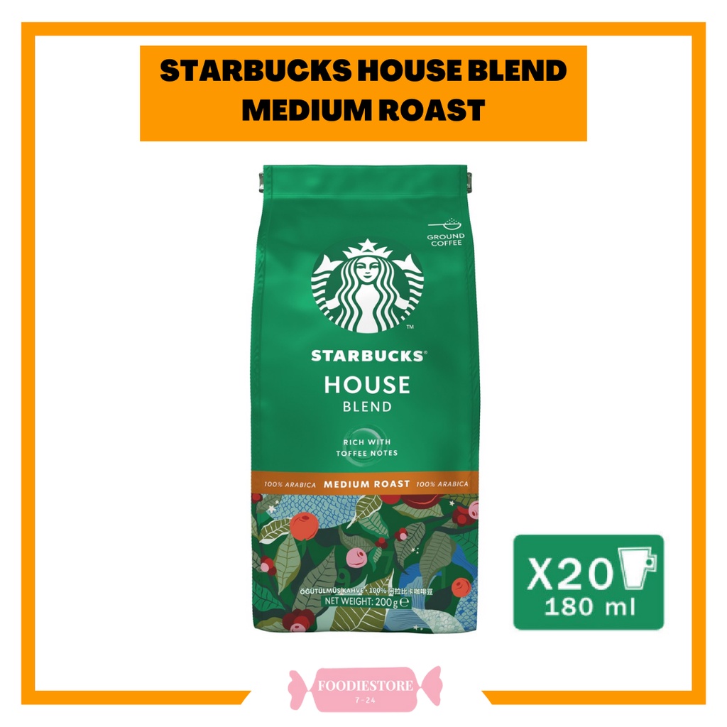 Starbucks House Blend Medium Roast & Ground Coffee, 200g bag (Ready ...