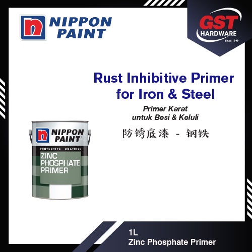 Nippon Paint 1L Zinc Phosphate Primer Grey Green Cat Pagar Besi Anti ...