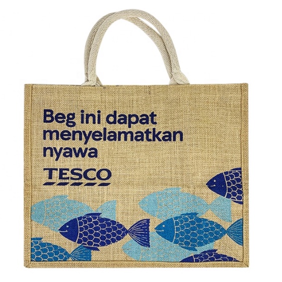 READY STOCK Tesco Bag Eco Jute Bag Beg Telekung Serbaguna