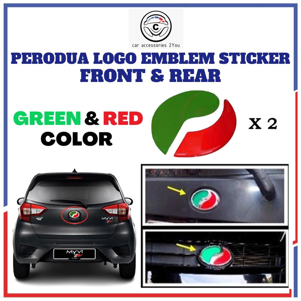 2PCS PERODUA LOGO Epoxy STICKER EMBLEM REFLECTING STICKER DEPAN ...