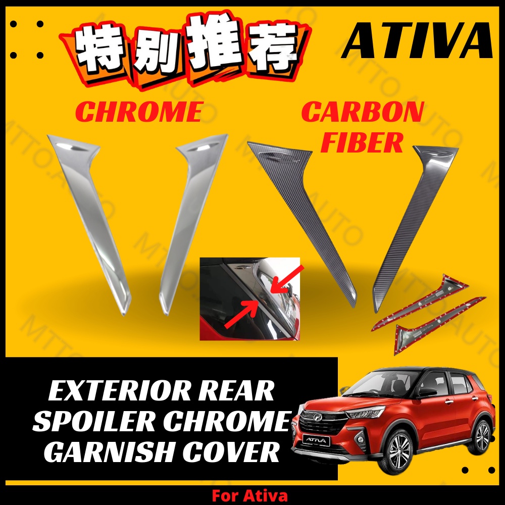 MTTO Perodua Ativa Exterior rear spoiler chrome garnish cover ...