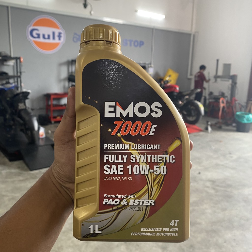 EMOS 7000E Fully Synthetic SAE 10W-50 100% Original Minyak Hitam Engine ...