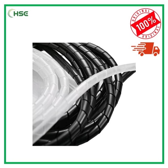 Aexit Home Avvolgicavo A Spirale Per Cavi - Fascetta Raccoglitore Per TV, PC, Home Cinema - Diametro 6mm, Lunghezza 12,5 Metri, Colore Nero