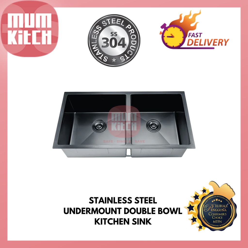 black undermount double bowl kitchen sink        
        <figure class=