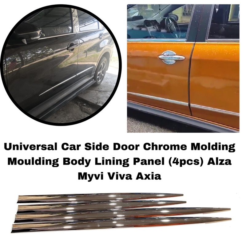 Universal Car Side Door Chrome Molding Moulding Body Lining Panel (4pcs