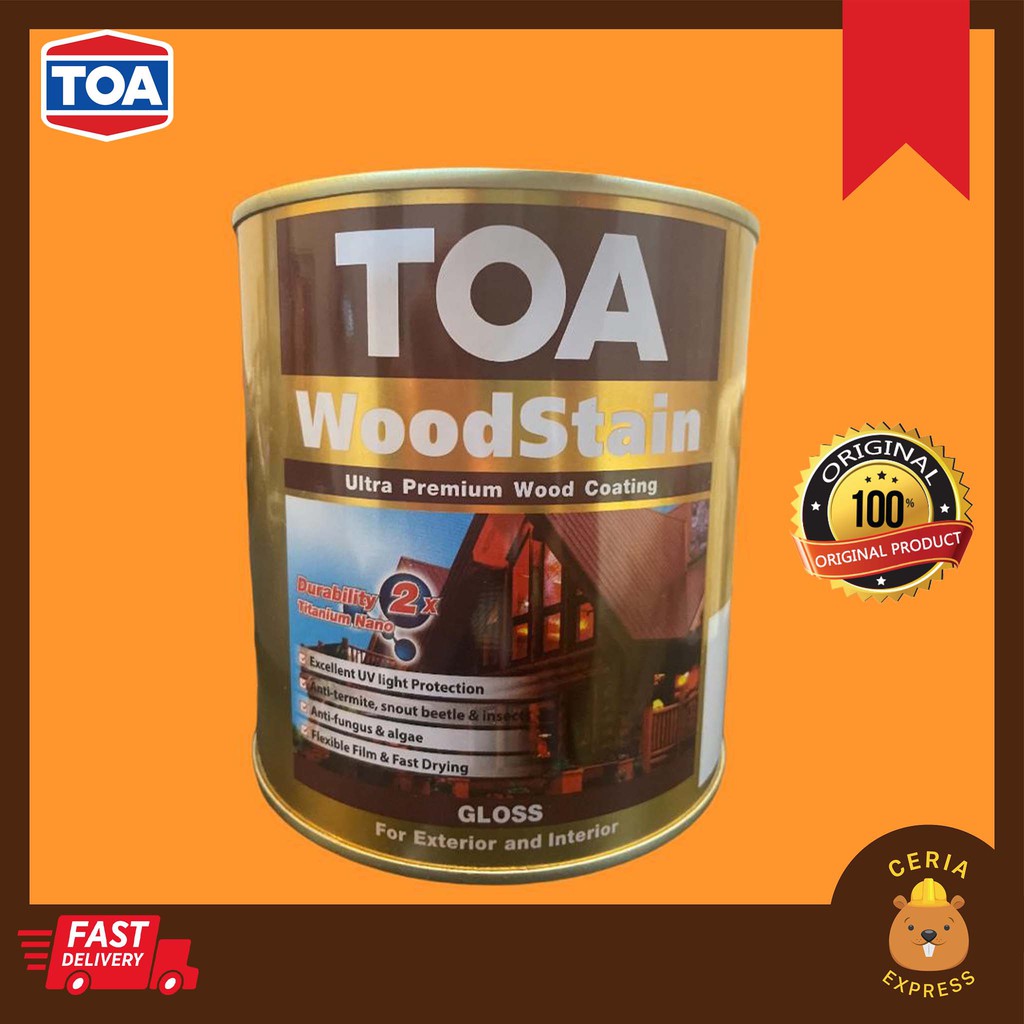 TOA Woodstain Wood Shellac Syelek Kayu Interior & Exterior Wood Gloss Paint 1L Shopee Malaysia