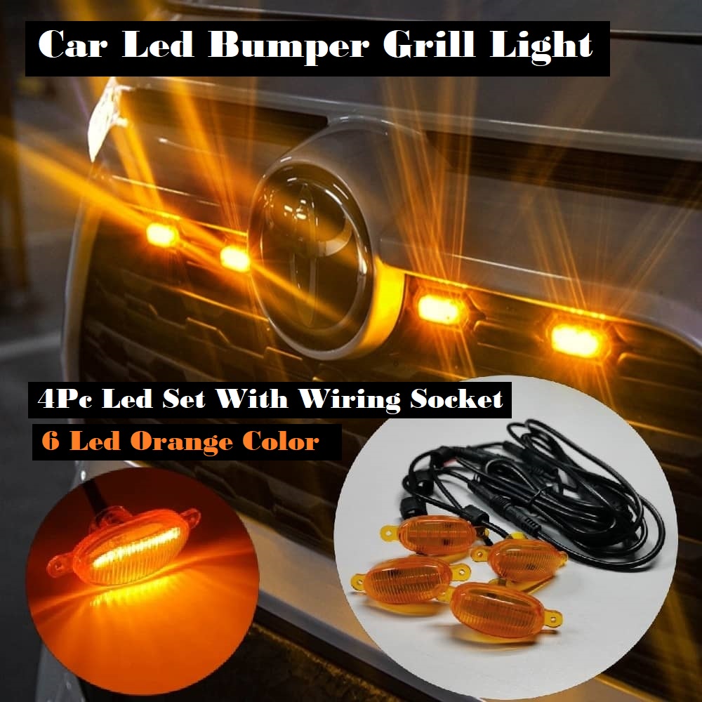 4Pc Car Grille Light Front Grill Led Light DRL Daytime Daylight Led