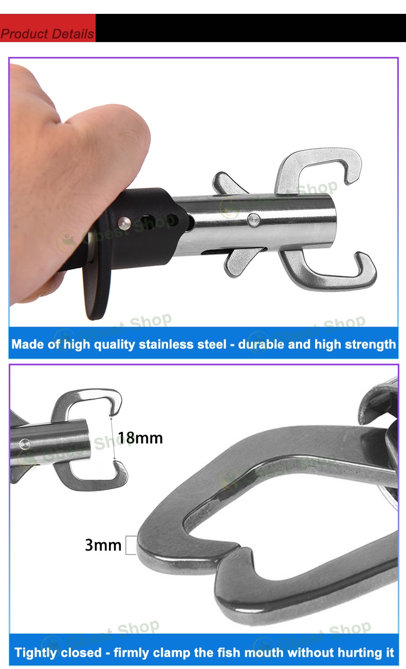 Stainless Steel Fishing Plier Clip Fish control Gripper Lip Grip Tackle ...