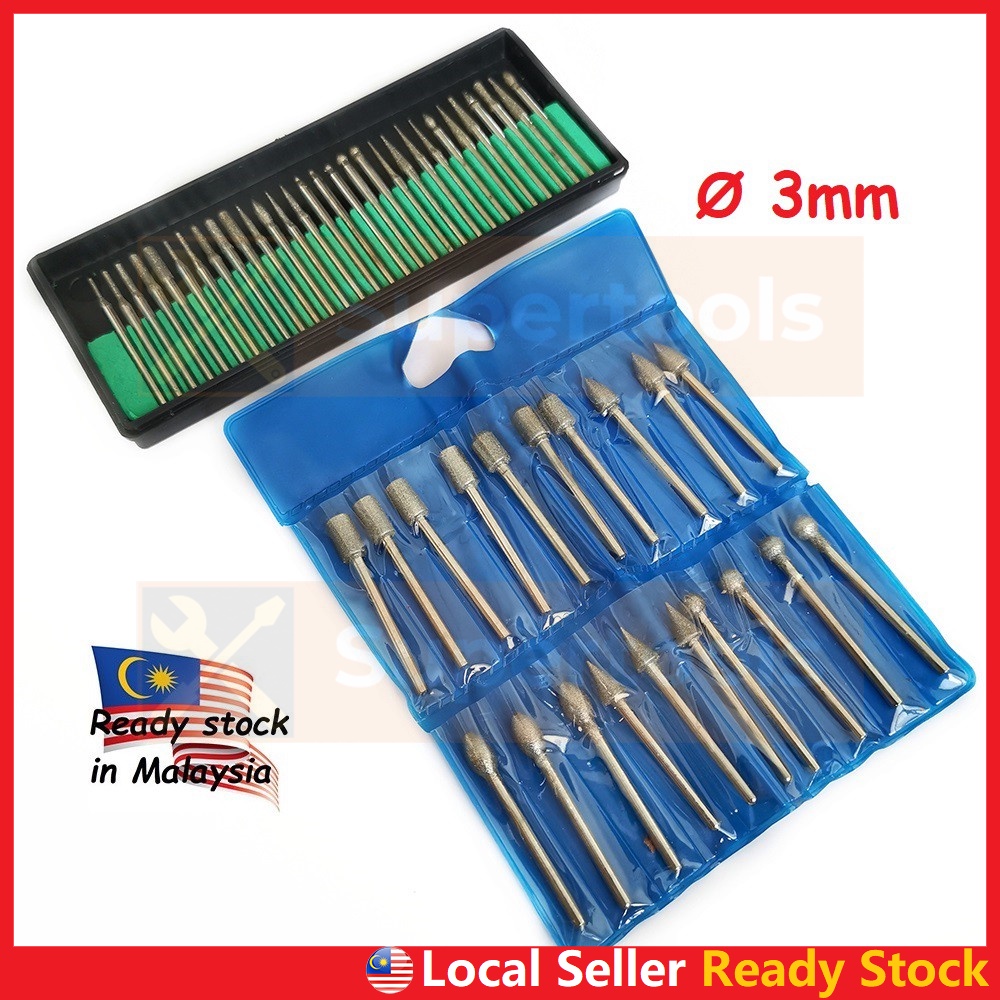 30Pc Diamond Rotary Dremel Burr Punte Trapano Incisione Craft - Foto 6