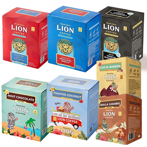 Hawaiian Islands Lion Coffee, Single Serve Drip Coffee Packets, 7 Pour
