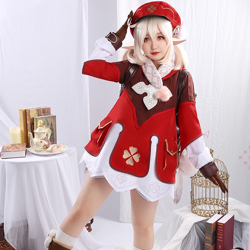 Genshin Impact Cosplay Klee Costume Uniform Wig Cute Lady Female Girl ...