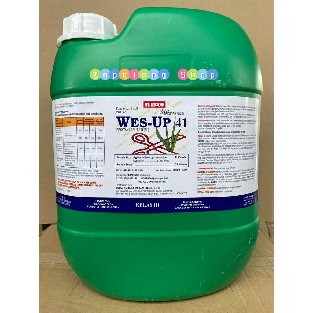 WES UP 20L 41% GLYPHOSATE Weed Killer Racun Rumpai 杀草剂. Generic to ...