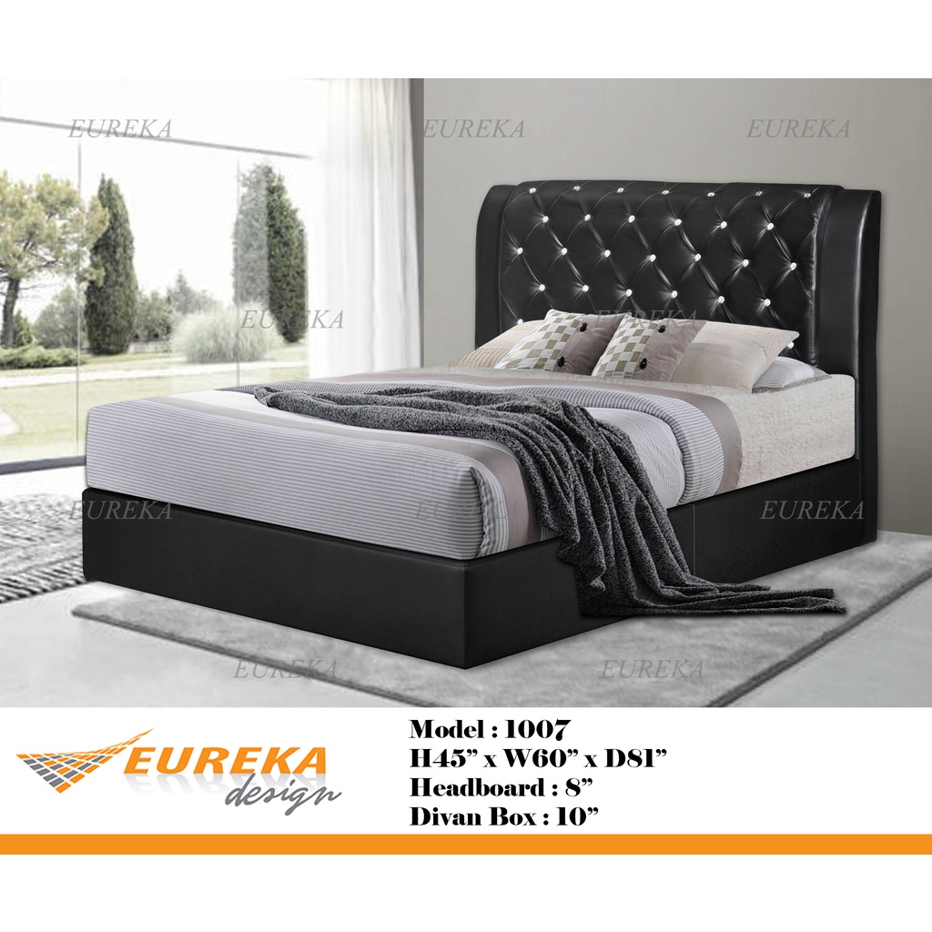 EUREKA Divan Bed Frame PVC Wood Upholstery Modern Simple 1007 / Katil ...