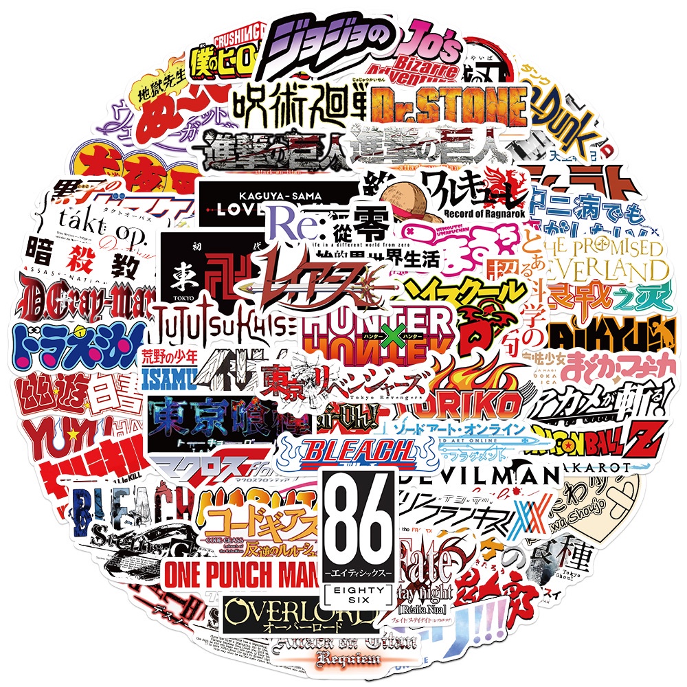65 pcs Anime Cartoon Logos Waterproof PVC Stickers | Shopee Malaysia
