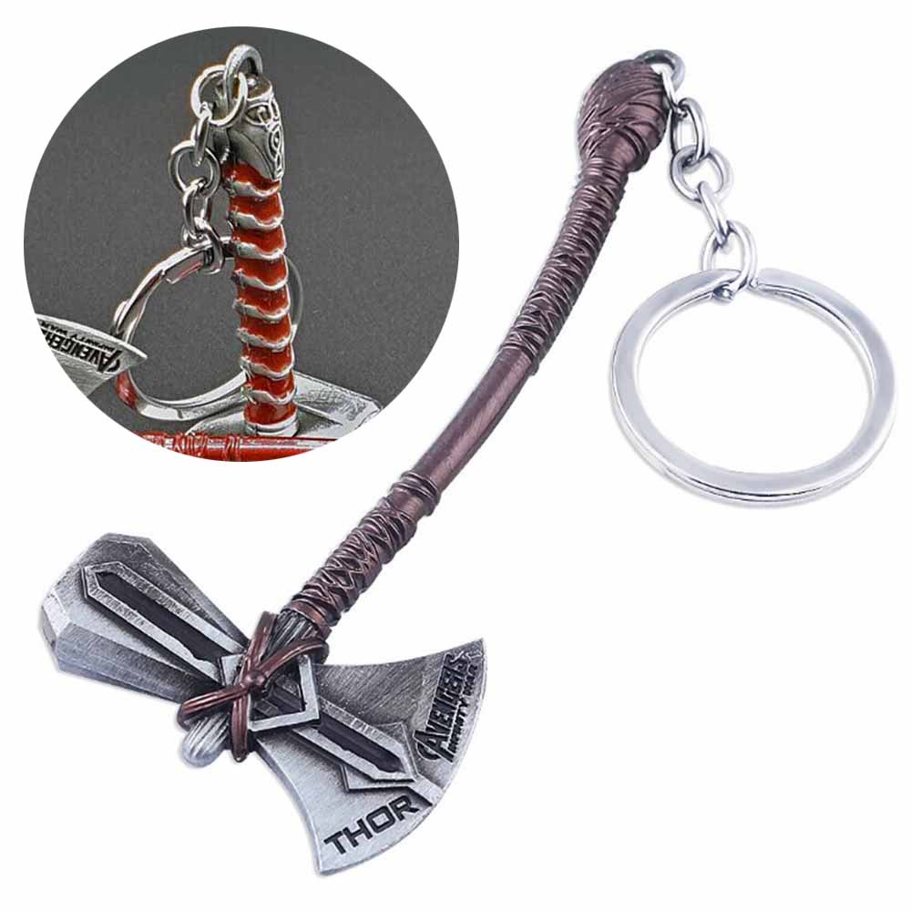 Thor Hammer Mjolnir & Stormbreaker Axe Keyring/Keychain Combo Marvel