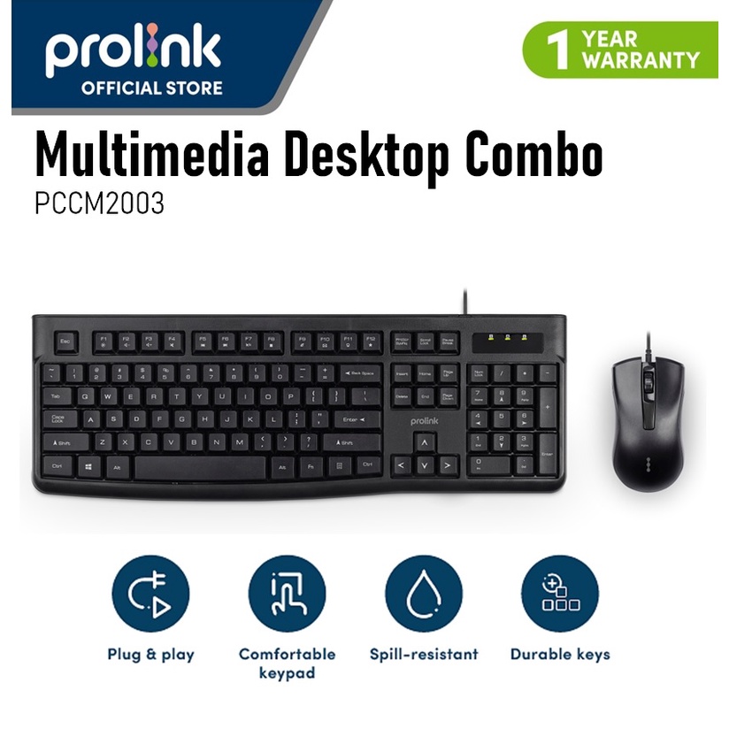 PROLiNK PCCM-2003 Multimedia Desktop Combo Keyboard and Mouse For ...