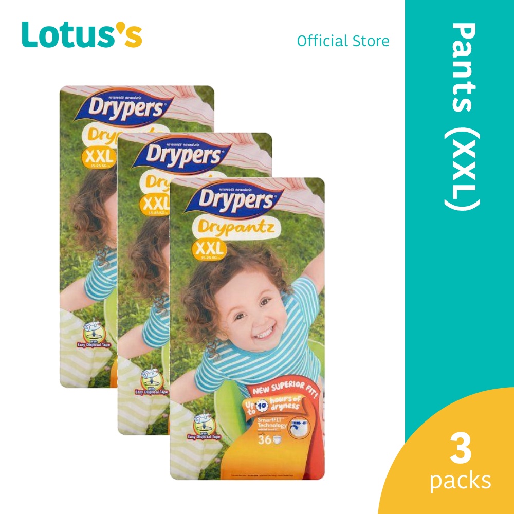 Drypers Drypantz XXL 1525kg Disposable Diaper Pants (3 packs) (108pcs