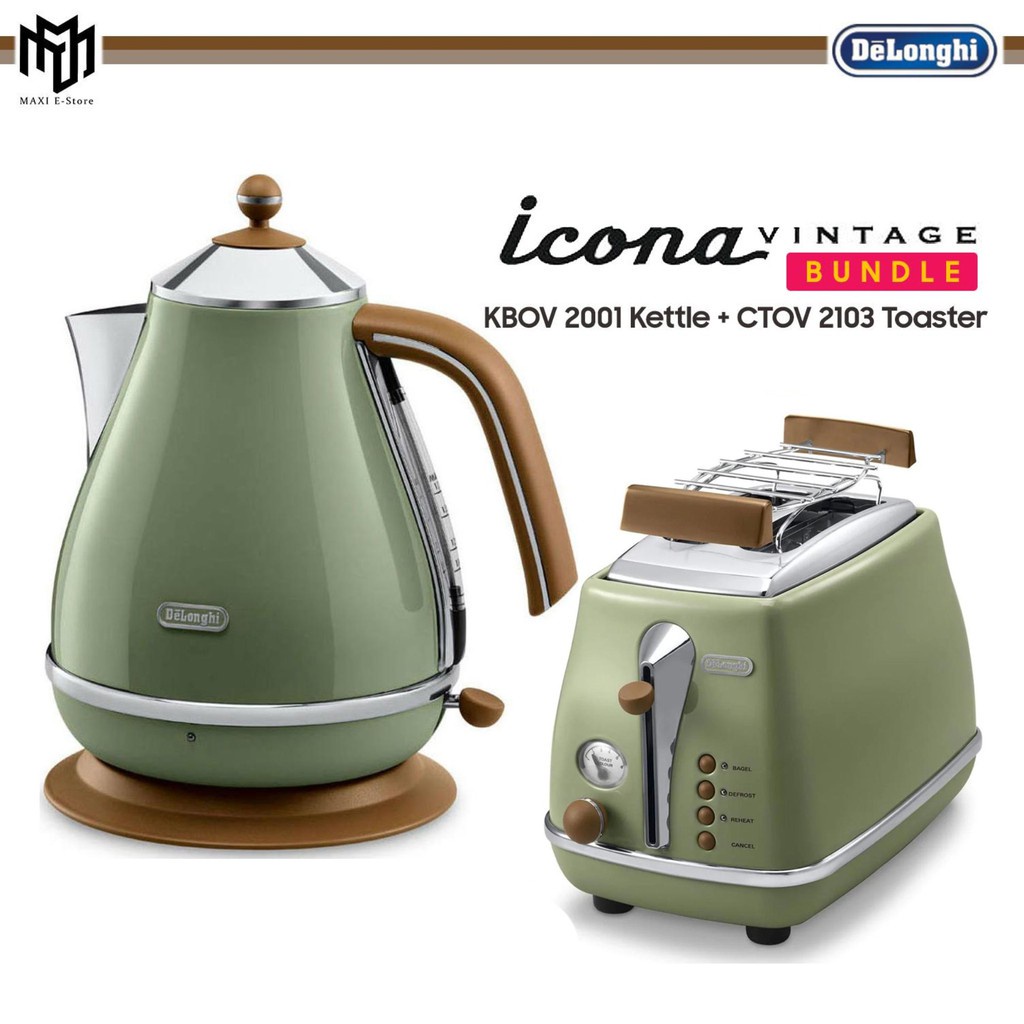 Delonghi Icona Vintage Bundle KBOV 2001.GR Electric Kettle CTOV