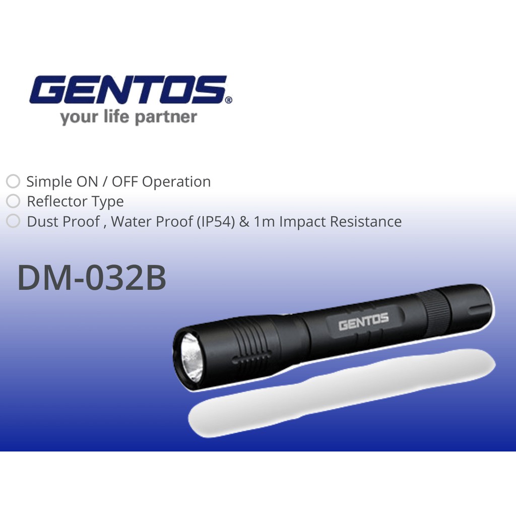 Gentos Japan DM-032B Led Torch Light Aluminum Flashlight 2 AA Battery  Flashlight