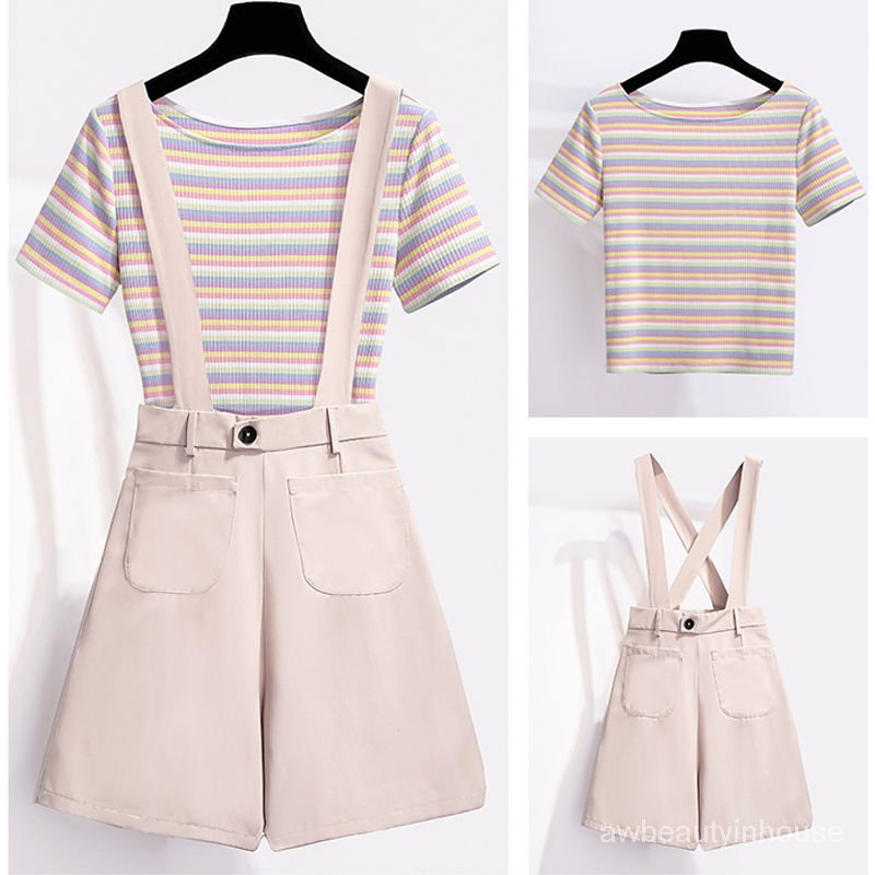 Two-Piece Women Suit Set Wear Summer Korean Style Fashion Short Sleeve ...