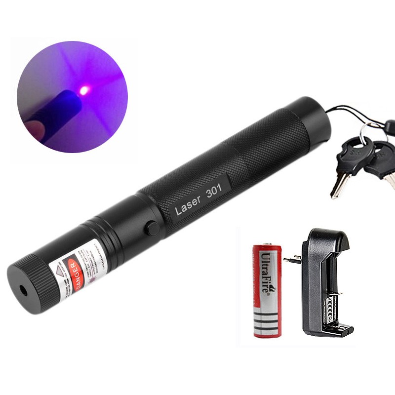301 405NM Single Point Violet Laser Pointer + 18650 Battery + Charger ...