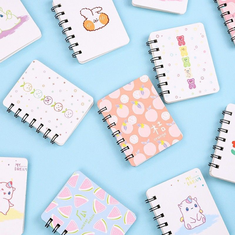 XO A7 mini notepad with spring spine and cute cartoon cover (with ...