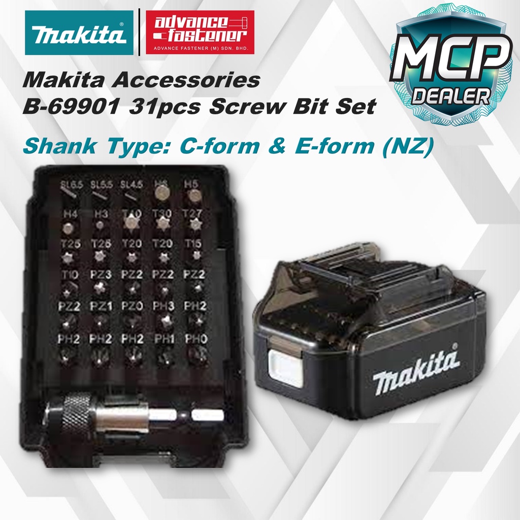 MAKITA Accessories B-69901 Screw Bit Set / Clamshell 31pcs 【Shank Type ...