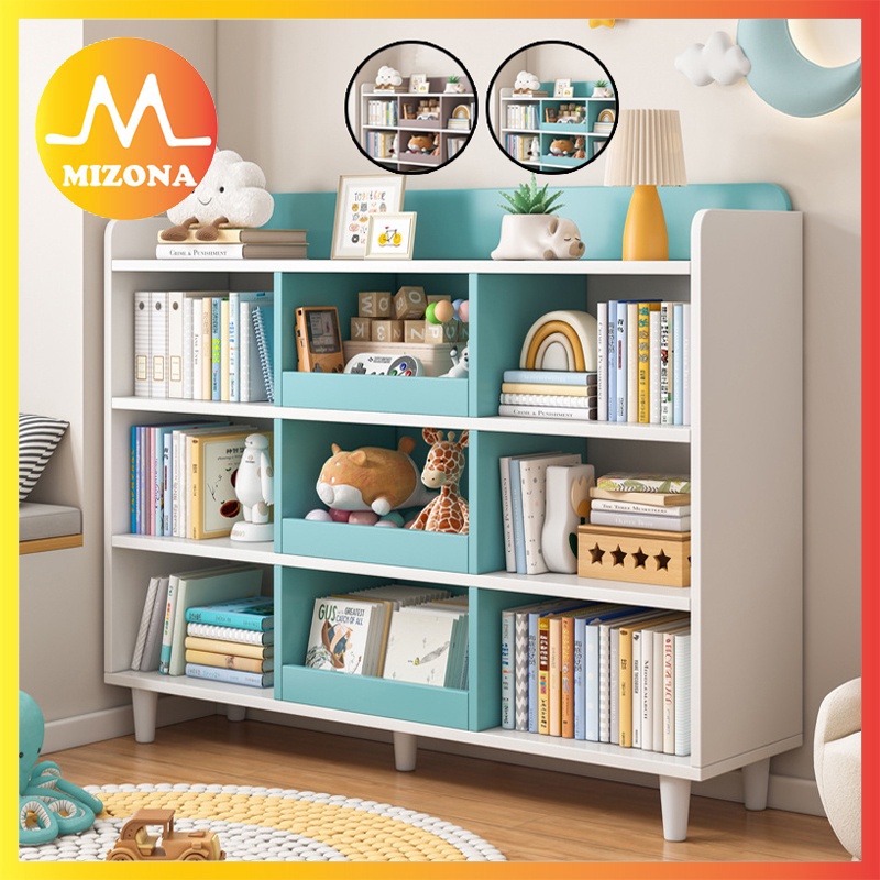 MIZONA 100CM/120CM Children Bookshelf Floor Living Room Student Simple ...