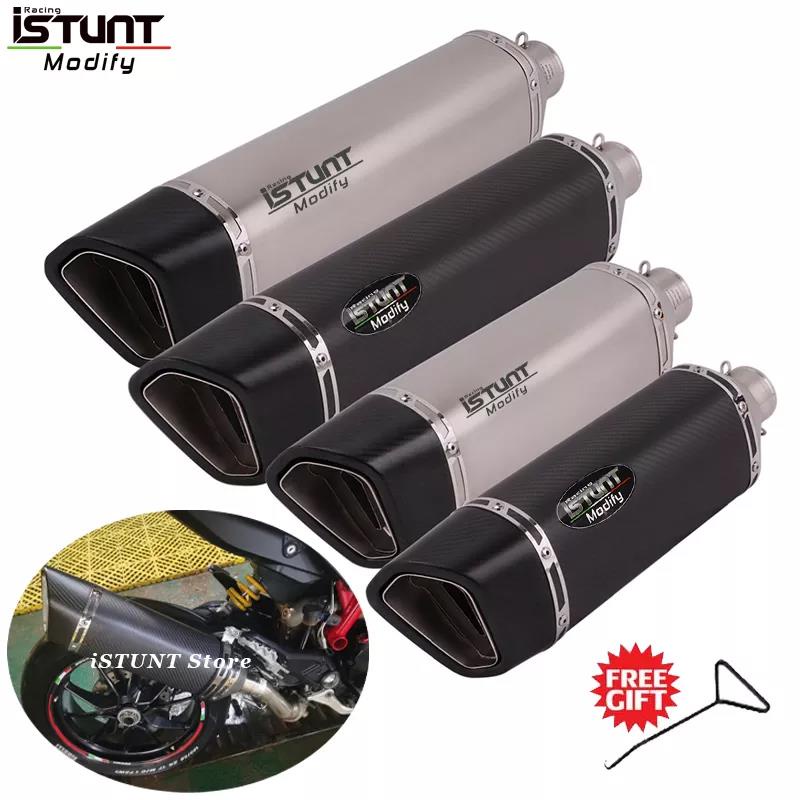 iSTUNT 51mm Universal Motorcycle Carbon Fiber Exhaust Modify Muffler