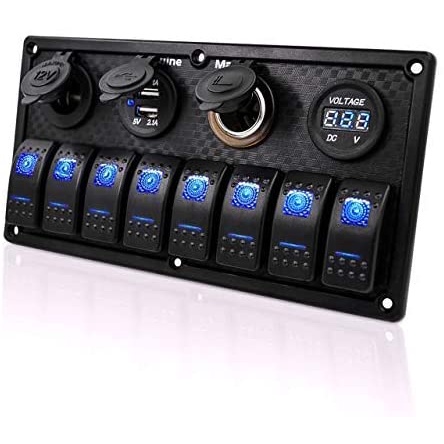 12V 8 Gang ON Off Rocker Switch Panel for RV Car Vehicles Truck Marine ...