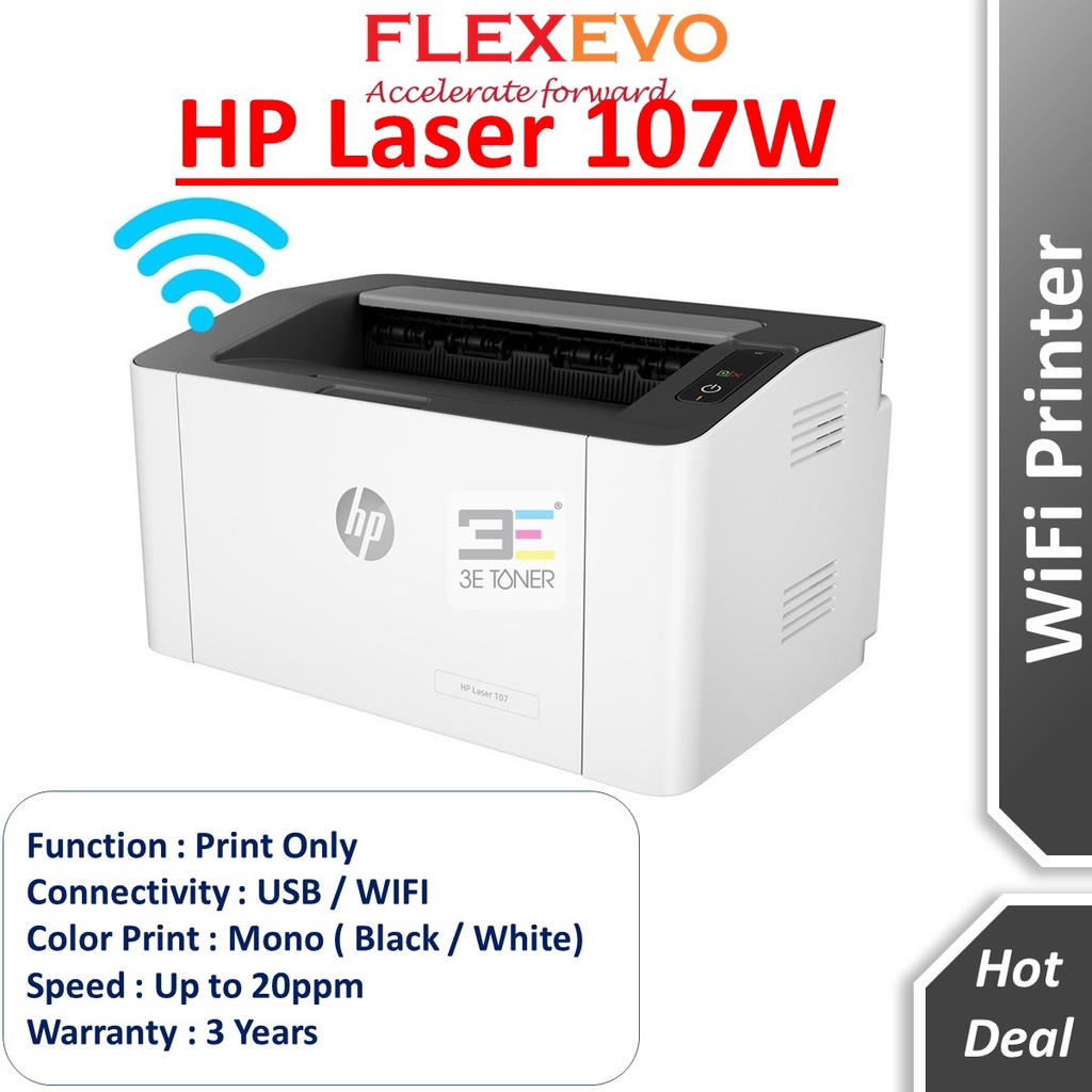 HP LaserJet 107W Wifi Single Function Mono Laser Printer Shopee Malaysia