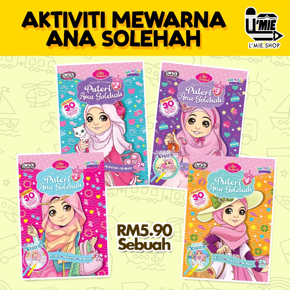(Sticker & Coloring Book) Koleksi Aktiviti Puteri Ana Solehah | Mewarna ...