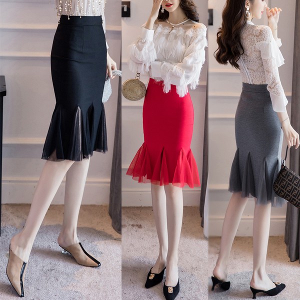 Plus Size Elegant Office Ladies Work Wear Sexy Slim Solid OL Net