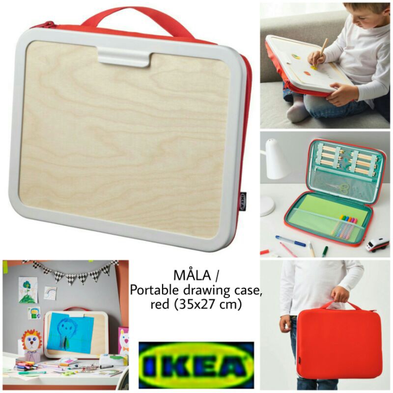 IKEA MÅLA / Portable drawing case, red 35x27 cm / papan lukis
