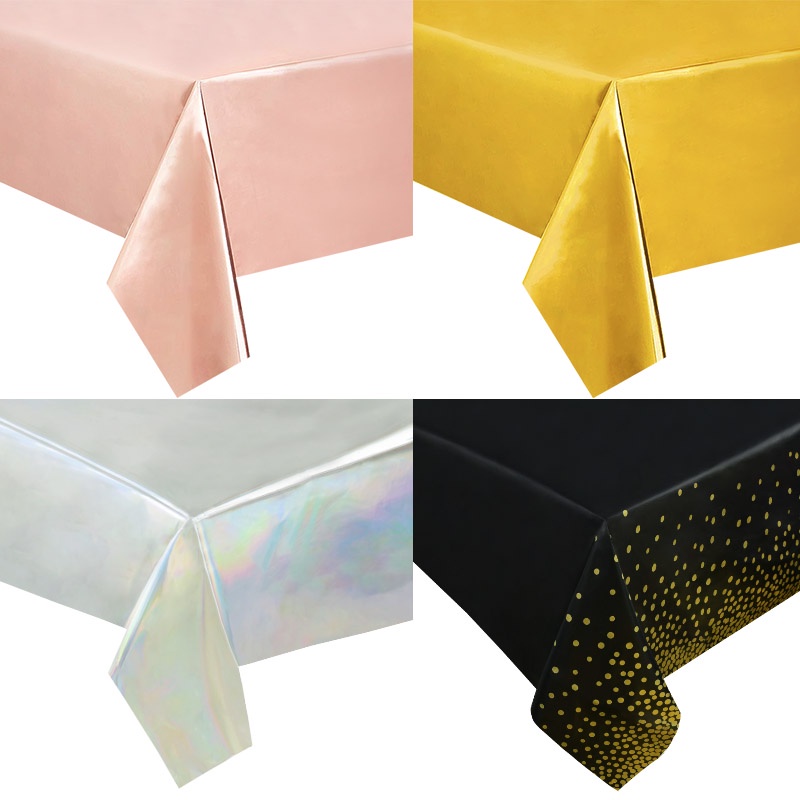 274*137cm/270*100cm shiny Rose Gold Disposable Tablecloth Dot Table