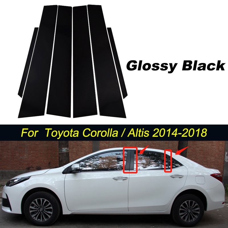 6Pcs Glossy Black Car Window Center B C Column Trim Stickers Pillars ...