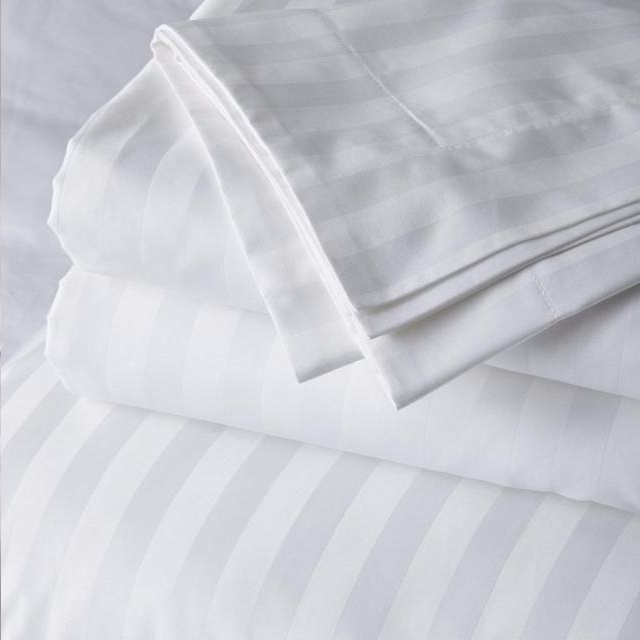 [KAMDAR] FLAT BED SHEET 1 INCH STRIPE WHITE COLOUR HIGH QUALITY COTTON ...