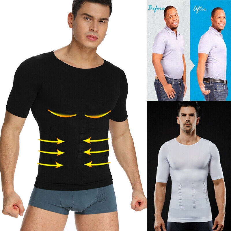 Men Seamless Slimming Body Shaper Vest - Belly Compression T-Shirt