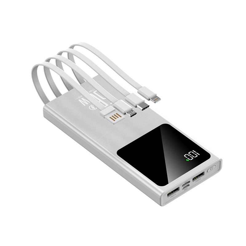 30000mah 66W 4cable Ultra thin power bank double fast charging Book