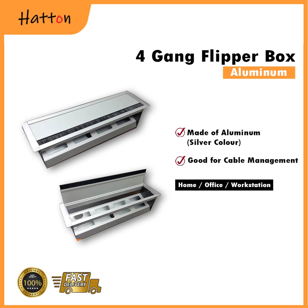 Hatton Flipper Box | 4 Gang Socket | Aluminium | For Meeting Table ...