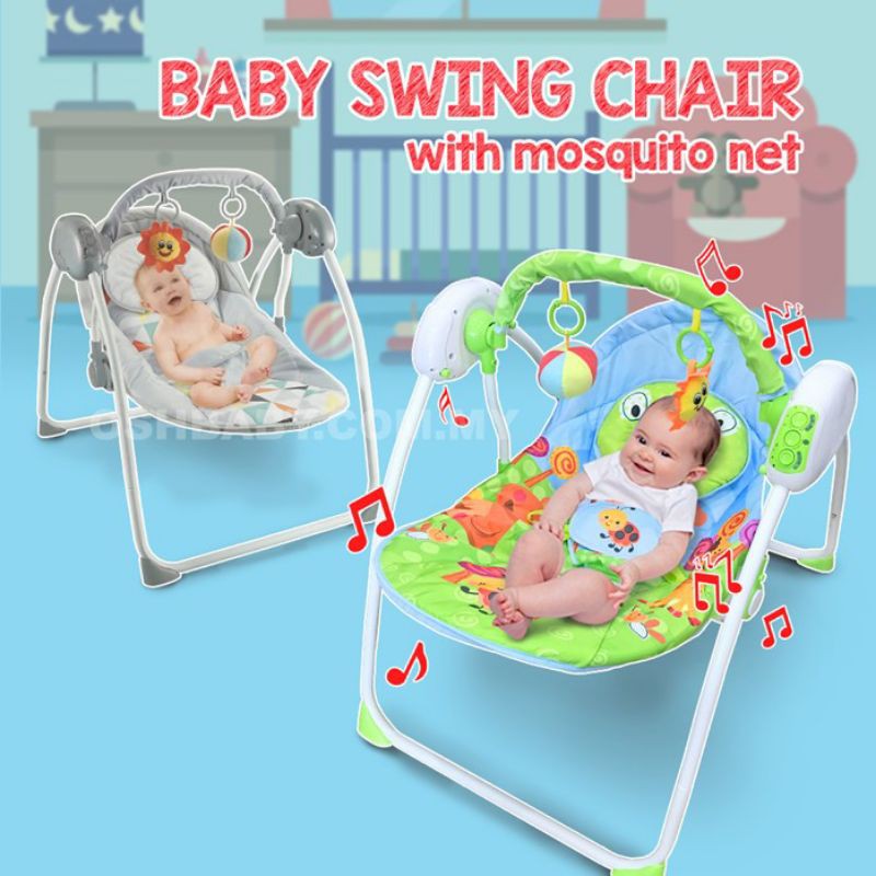Baby Swing Rocker With Mosquito Net | Shopee Malaysia