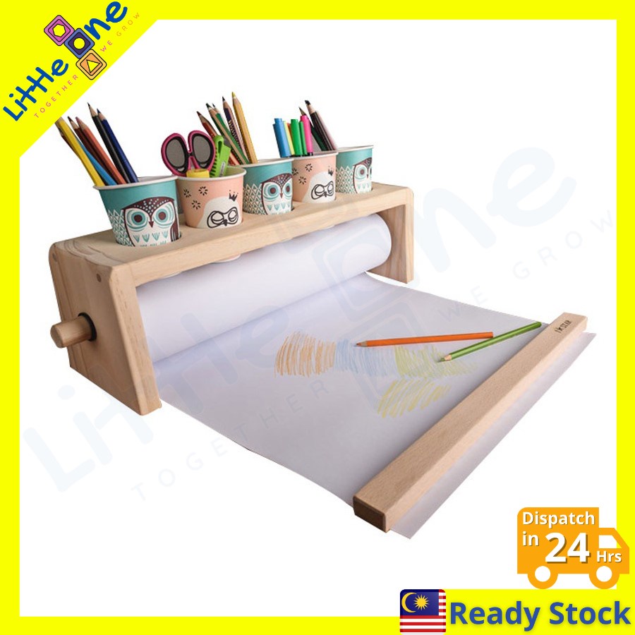 Drawing Paper Roll Holder with Storage Cup Slot Sketch Paint Coloring